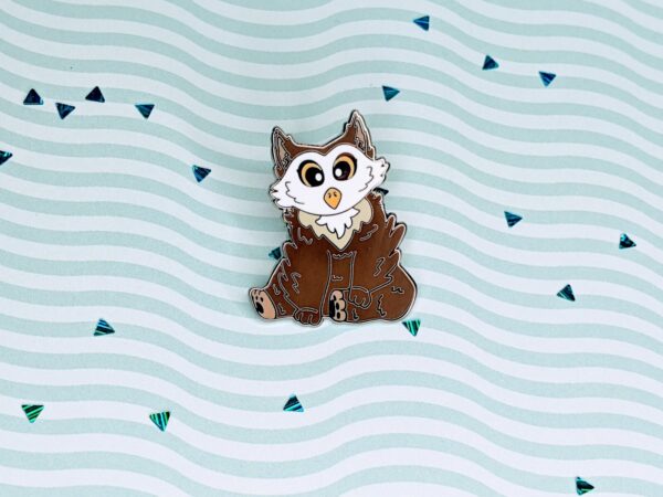 Owl bear pin fancy
